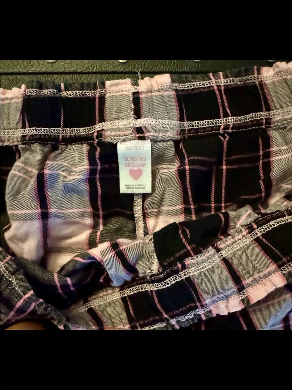 Victoria’s Secret Plaid Pajama Pants Pink And Black Bow X-Large